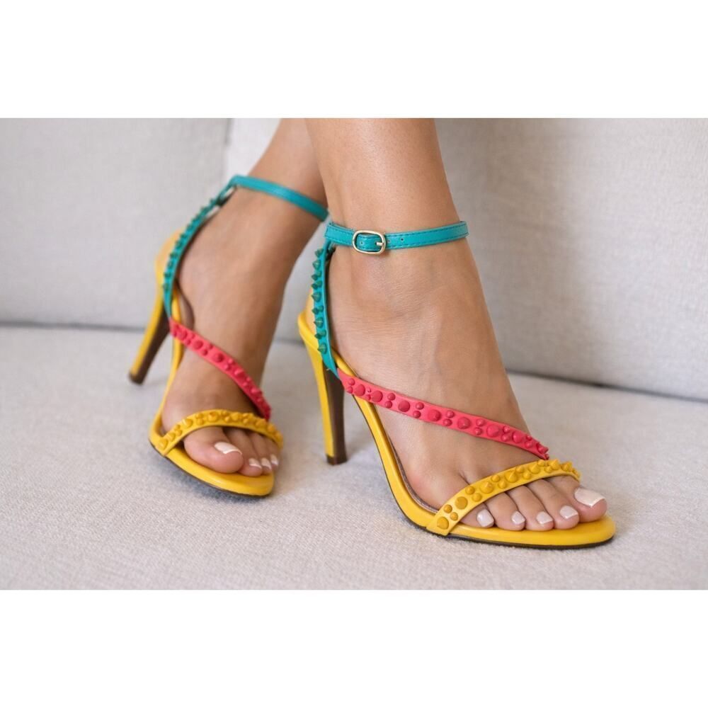 Adrienne Vittadini Studded Colorblock High Heel Sandals Designer Women’s Size 6